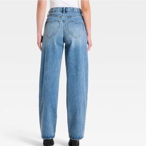 NWTUniversal Thread Light Blue High-Waist Wide-Leg Jeans with Heart Back Pockets